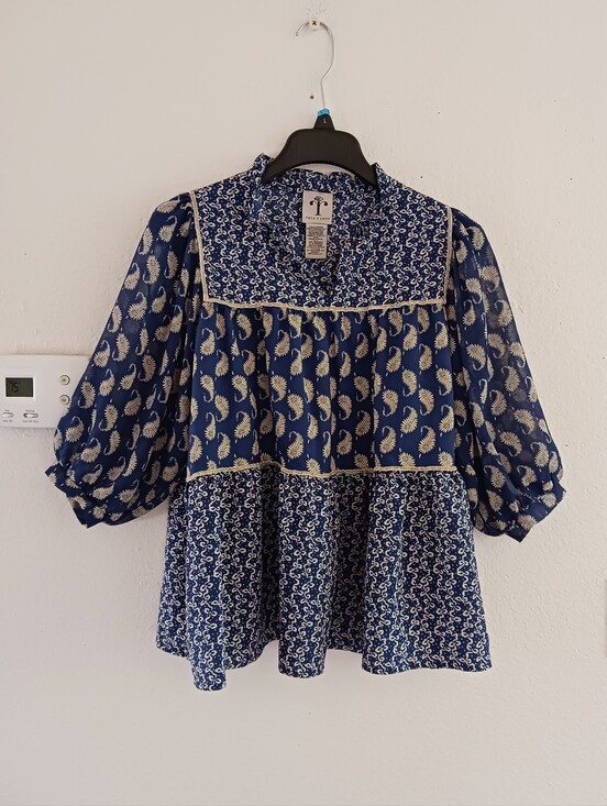 Rain + Rose Tops - Rain + Rose Balloon Sleeve Boho Blouse